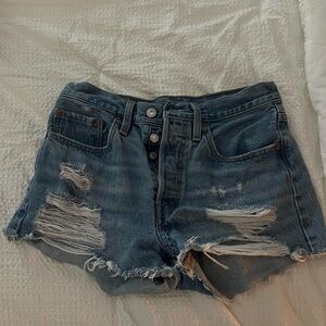 Levi 501 Denim Distressed Shorts